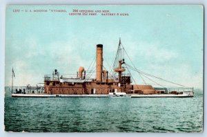 US Navy Ship Postcard US Monitor Wyoming 200 Officers And Men c1910's Antique