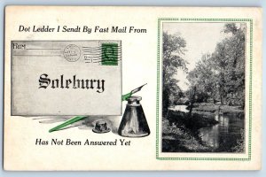 1910 Solebury Pennsylvania Vintage Postcard Quill Pens Sent Mail Answered Yet