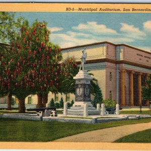 c1940s San Bernardino, CA Municipal Auditorium Pioneer Park Civil War Linen A331