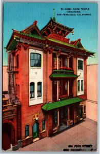 Postcard San Francisco CA Kong Chow Temple Chinatown Linen A