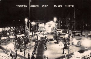 Taunton Massachusetts Town Square 1947 Christmas Real Photo Postcard AA109416