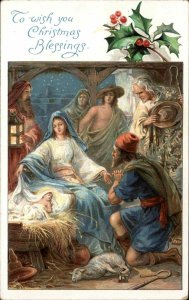 Ernest Nister No. 713 Christmas Nativity Mary Jesus Wisemen c1910 Postcard