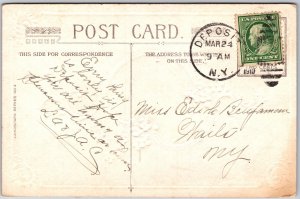 May Easter Joys Attend Thee, 1910 Church Path, Flowers, Ornate Border, Postcard