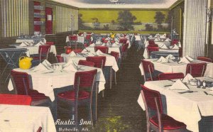 Rustic Inn Restaurant Interior Blytheville Arkansas linen postcard