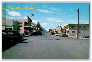 Seward Alaska AK Postcard Main Street On The Kenai Peninsula Cars c1950's