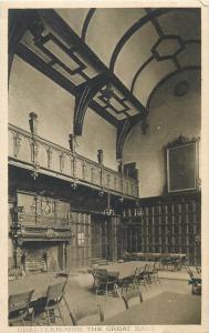 Lot 5 postcards London - Charterhouse fireplace library interior cloisters lodge