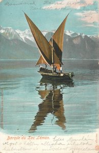 Navigation themed vintage postcard Switzerland Lake Geneva boat vessel 1905