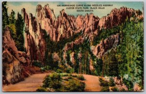 Vtg Black Hills South Dakota Horseshoe Curve Needles Custer State Park Postcard