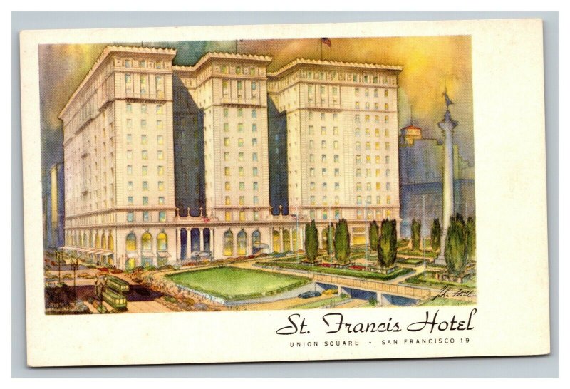 Vintage 1950's Postcard St. Francis Hotel Union Square San Francisco California