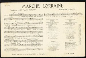 Music Postcard - Marche Lorraine - Musique De L.Ganne, Paroles De J.Jouy RS724