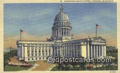 Madison, Wisconsin, WI State Capital USA 1953 light wear, postal used 1953