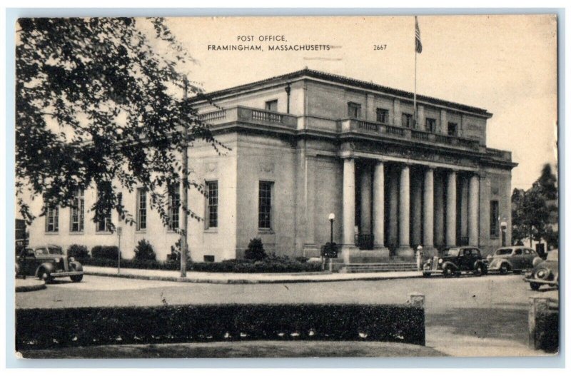 1954 Post Office Exterior Building Framingham Massachusetts MA Vintage Postcard