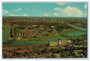 Aerial View Looking East From White River Indianapolis Indiana IN Postcard 