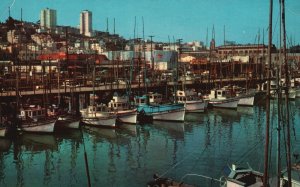 Vintage Postcard Fishing Boats Anchor Lagoon Fisherman's Wharf Russian Hill