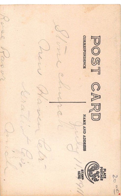 J71/ New Haven Center Michigan RPPC Postcard c1910 Stone Church 311