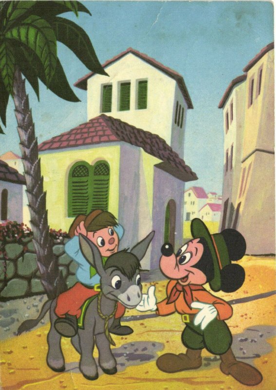 PC DISNEY, MICKEY MOUSE, LITTLE DONKEY, Vintage Postcard (b28664)