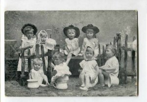 3129269 Charming MULTIPLE BABIES on Pots Vintage Photo PC