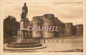 Old Postcard Angers (Maine et Loire) The Statue of King Rene and Chateau