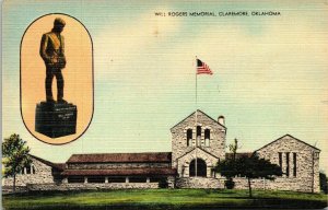 Will Rogers Memorial Claremore Okalahoma OK Linen Postcard VTG UNP Vintage  