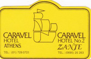 Greece Athens Caravel Hotel Vintage Luggage Label sk3036