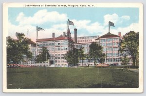 Mining-Factory~Niagara Falls NY~Home Of Shredded Wheat~Flags~Vintage Postcard