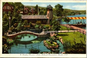 Vtg 1950s Sunken Garden Lake Mohawk Reservation Sparta New Jersey NJ Postcard