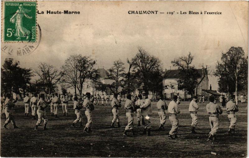 CPA MILITAIRE La Haute-Marne, Chaumont-Les Bleus á l'exercice (316489)