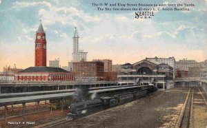 Railroad Depot O W King Street Stations Train Seattle Washington 1910c postcard