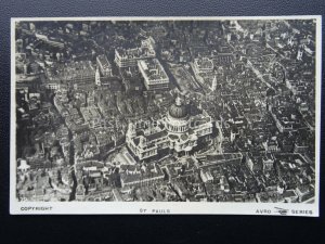 London ST. PAUL'S CATHEDRAL From The Air c1920's RP Postcard by Avro / Samuels