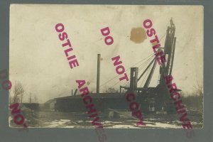 Albert Lea MINNESOTA RPPC 1907 DREDGE IN ACTION nr Austin Riceland Moscow Ditch