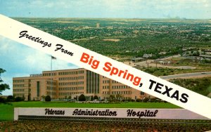 Big Spring, Texas - Greetings - Two Views - Veterans Admin. Hospital - c1970