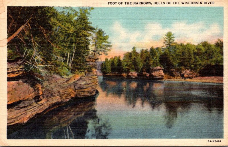 Wisconsin Dells Foot Of The Narrows Wisconsin River 1939 Curteich