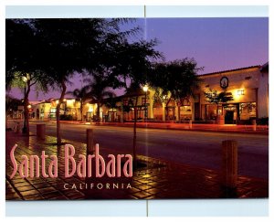 Twilight Santa Barbaras Tiny Old Town Night Clubs Restaurants Chrome Postcard  754939490493