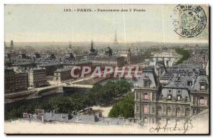 Paris Old Postcard Panorama of the seven bridges