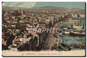 Old Postcard Marseille panorama of the harbor dock