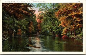 Postcard NY Adirondacks Old Forge Moose River