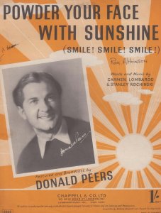 Powder Your Face With Sunshine Donald Peers 1940s Sheet Music
