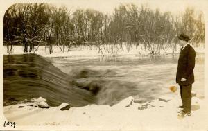 Canada - ON, Thunder Bay Area. Yaro at the mill dam on the English River. RPPC