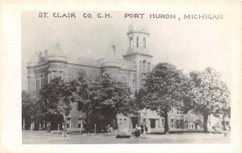 D12/ Port Huron Michigan Photo RPPC Postcard c50s St Clair County Court House