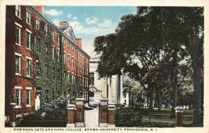 RI, Rhode Island  ROBINSON GATE~HOPE COLLEGE~BROWN UNIVERSITY  c1920's Postcard