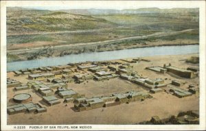 San Felipe NM Pueblo - Fred Harvey H-2235 Postcard