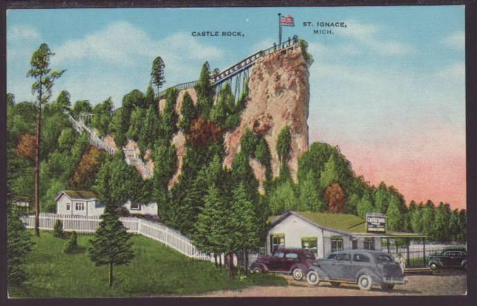 Castle Rock,St Ignace,MI Postcard 
