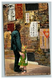 Vintage 1930 Postcard Man & Daughter in Chinatown San Francisco California