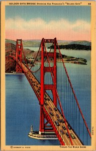 Vtg 1930s Golden Gate Bridge Marin Shore San Francisco California CA Postcard