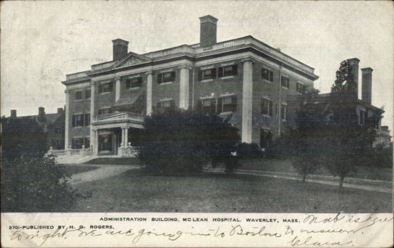 Waverley MA McLean Hospital Bldg c1905 Postcard