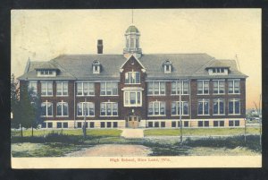 RICE LAKE WISCONSIN HIGH SCHOOL BUILDING VINTAGE POSTCARD 1907