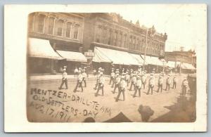 Marion Iowa~Mentzer Drill Team~Old Settlers Day Parade~Owen Drug Store~1911 RPPC