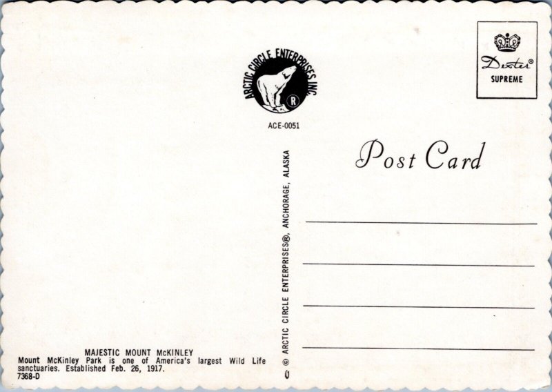 Postcard Alaska Majestic Mount McKinley