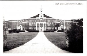 Newburyport, MA Massachusetts  HIGH SCHOOL  Essex County  B&W Vintage Postcard