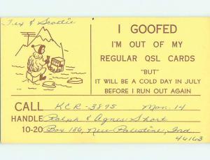 comic - QSL CB HAM RADIO CARD New Palestine Indiana IN t9635